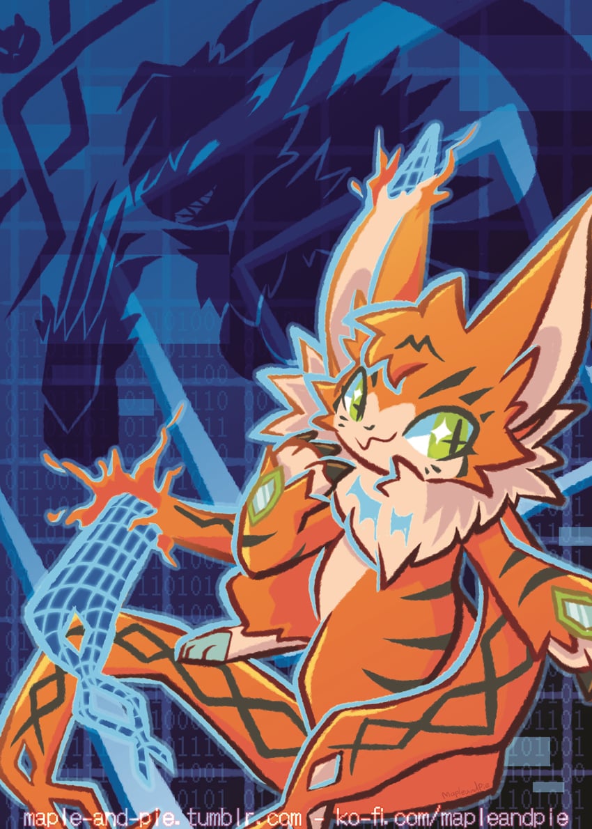 meicoomon and meicrackmon vicious mode (digimon) drawn by mapleandpie