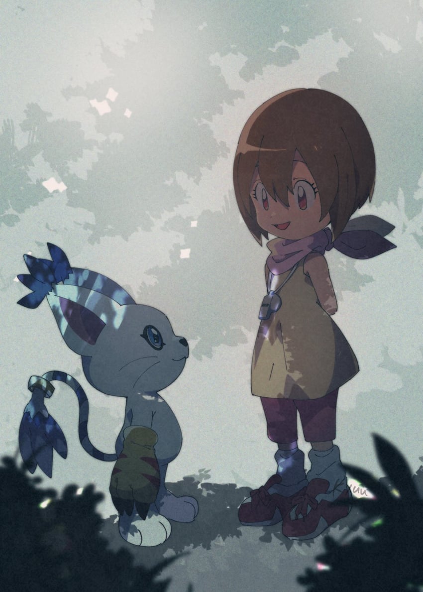 yagami hikari and tailmon (digimon and 1 more) drawn by kyuu_may_9