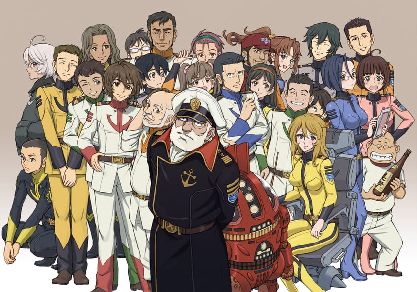 mori yuki, niimi kaoru, yamamoto akira, harada makoto, kodai susumu, and 20 more (uchuu senkan yamato and 1 more) drawn by murakawa_michio