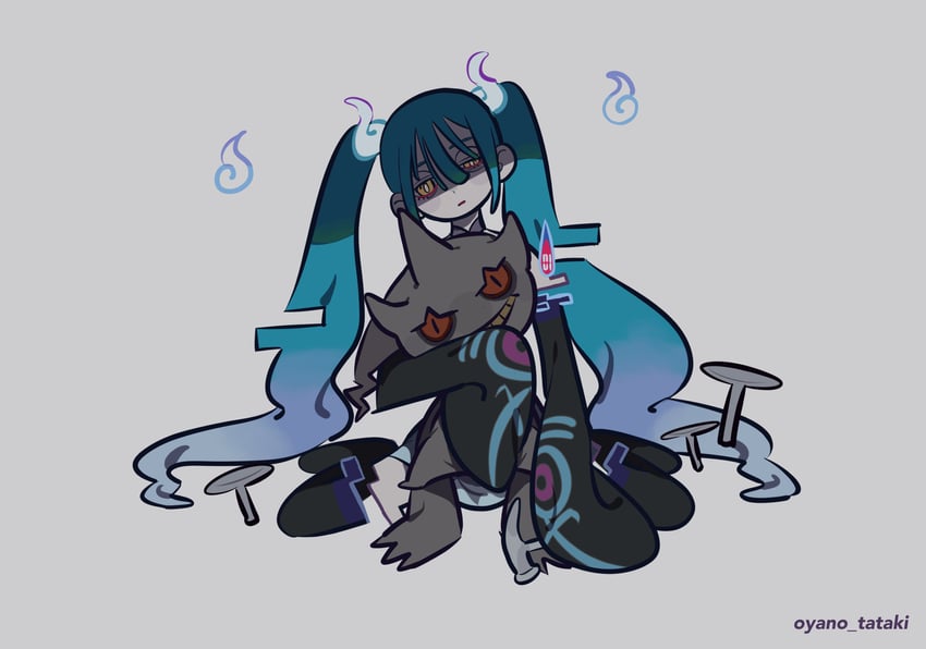hatsune miku, banette, and ghost miku (pokemon and 2 more) drawn by mogero_(gerogero_ieki)