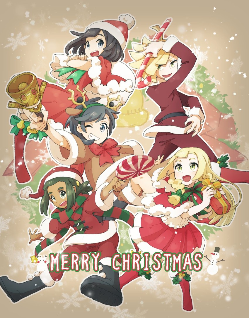 lillie, selene, elio, gladion, and hau (pokemon and 1 more) drawn by miu_(miuuu_721)