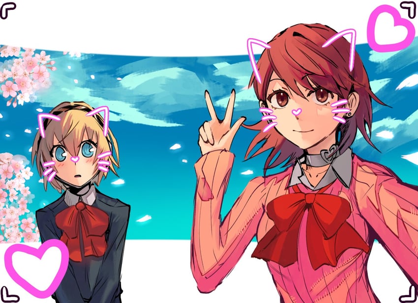aigis and takeba yukari (persona and 2 more) drawn by wtvr_ccc