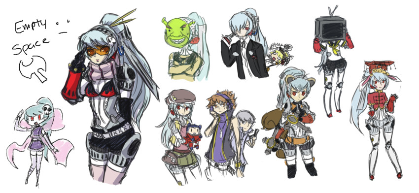 yoko littner, narukami yu, yuuki makoto, aigis, hanamura yousuke, and 7 more (persona and 8 more) drawn by vee_(mijudraws)