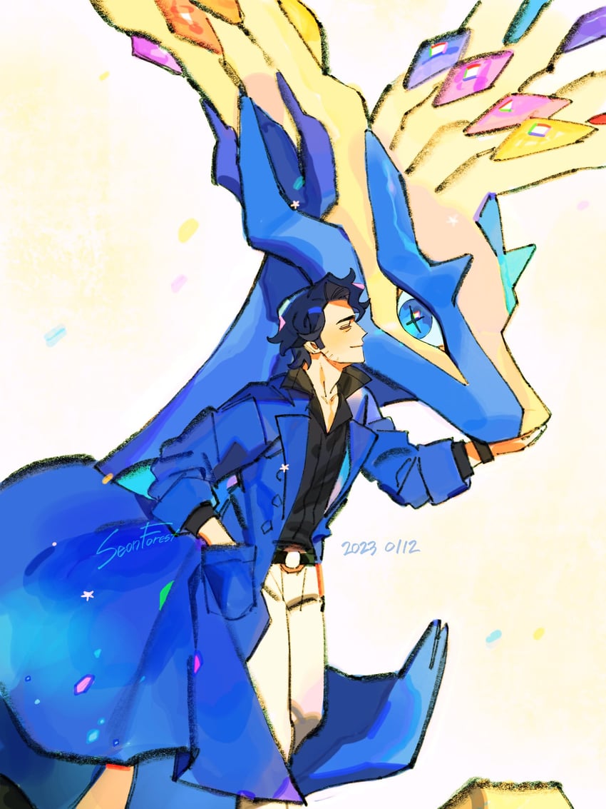 professor sycamore and xerneas (pokemon and 1 more) drawn by seonforest