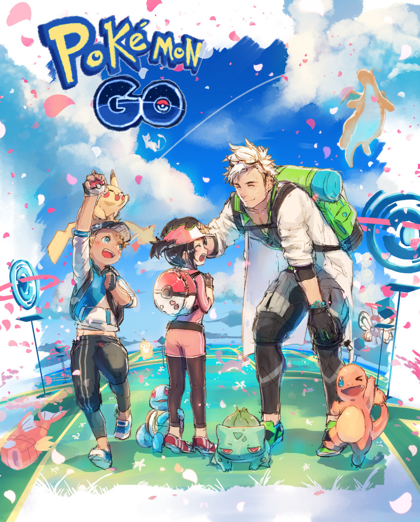 pikachu, bulbasaur, squirtle, charmander, dragonite, and 6 more (pokemon and 1 more) drawn by p!k@ru