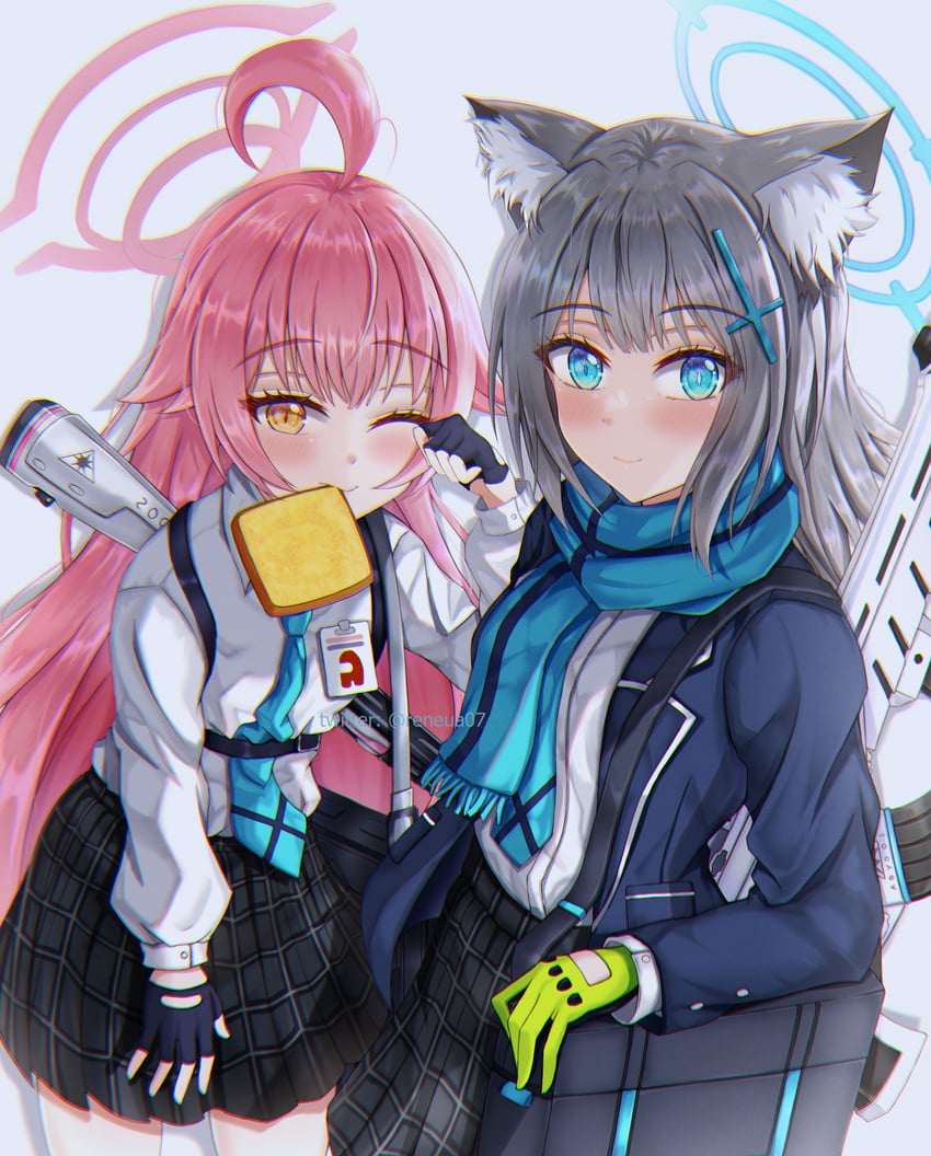 shiroko, hoshino, and crewmate (blue archive and 1 more) drawn by reneua