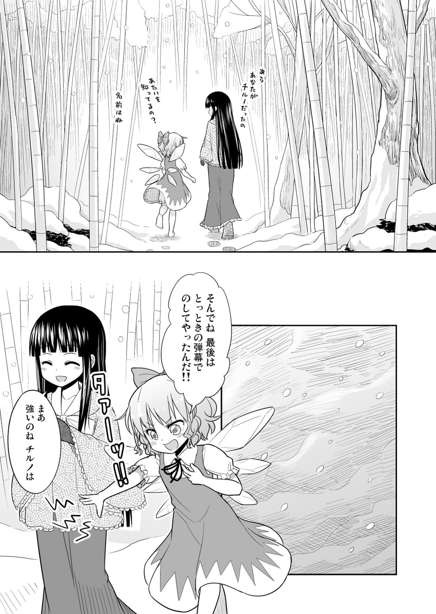cirno and houraisan kaguya (touhou) drawn by morioka_itari