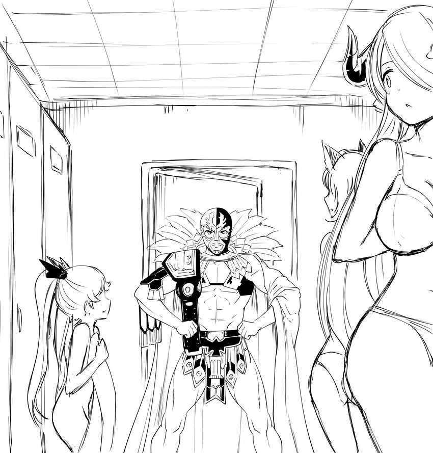 narmaya, gran, io, and luchador (granblue fantasy) drawn by kanno_takanori