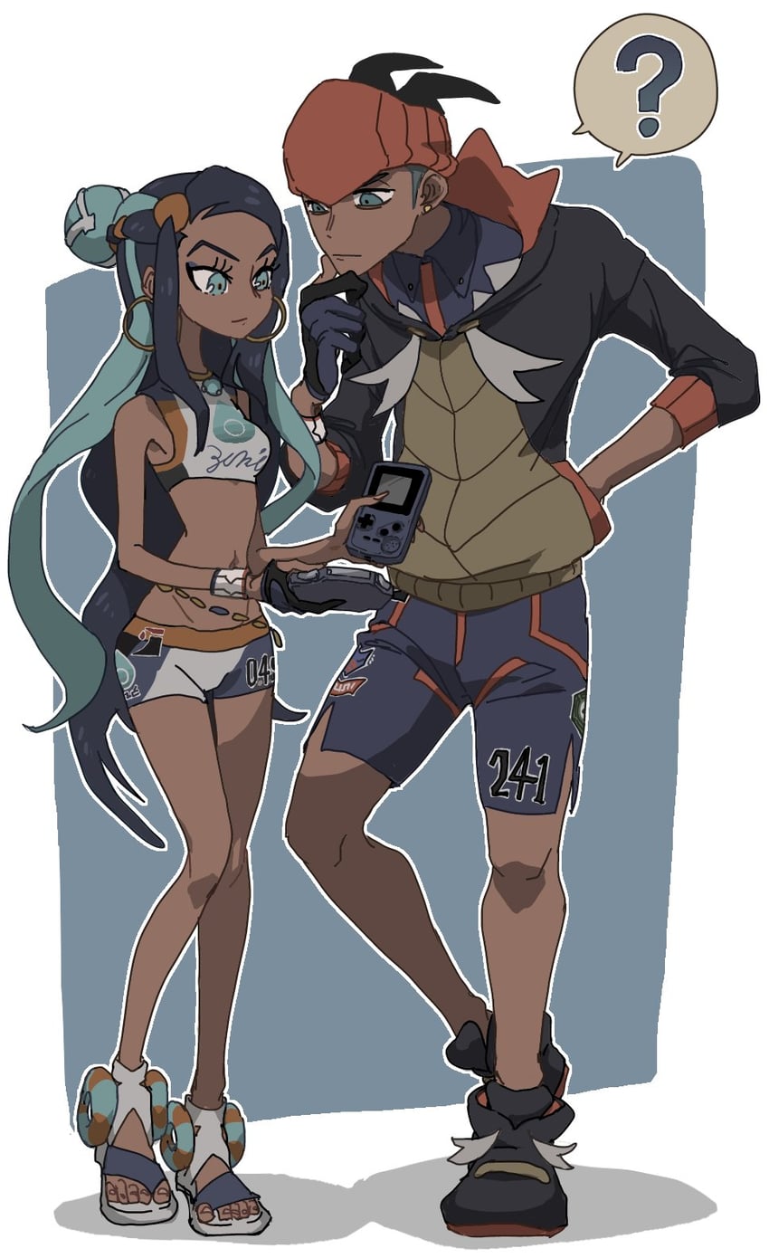 raihan and nessa (pokemon and 1 more) drawn by labell_xx