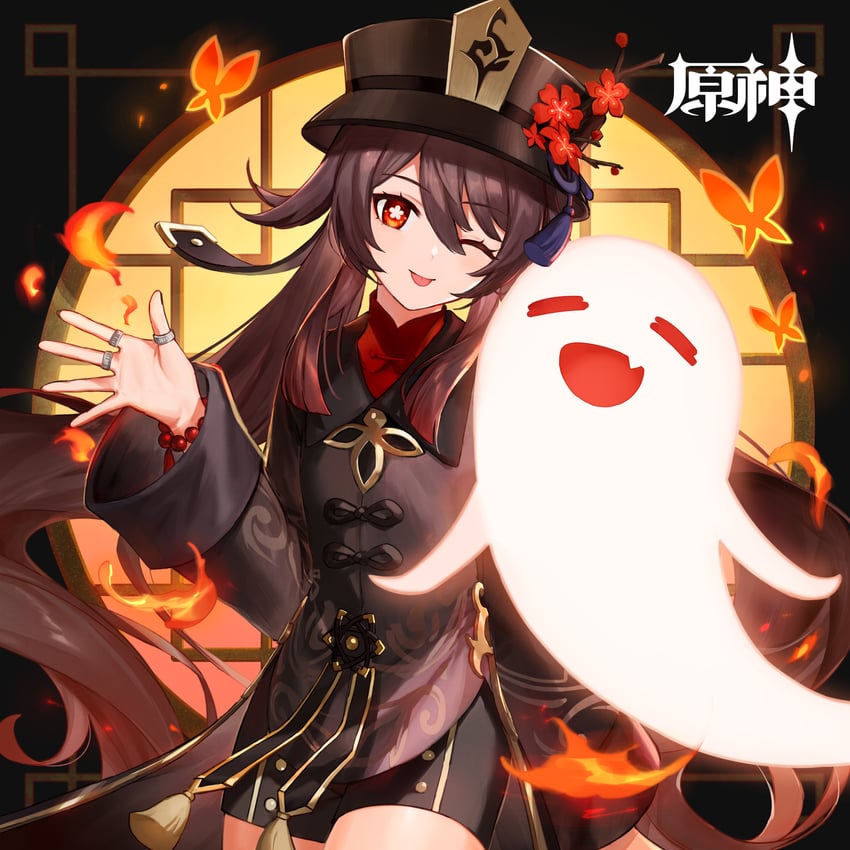 hu tao and boo tao (genshin impact) drawn by hou_(ppo)