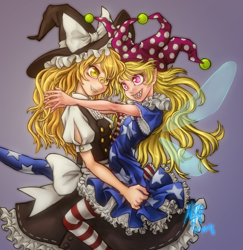 kirisame marisa and clownpiece (touhou) drawn by madkoifish