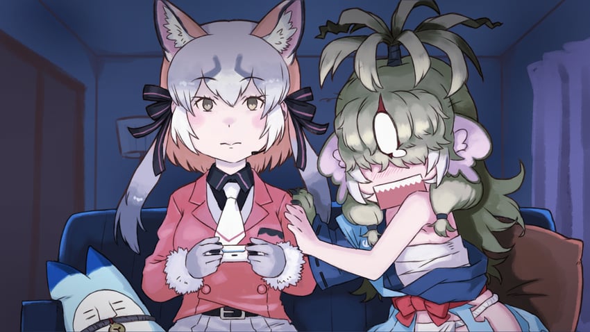 lucky beast, island fox, and sanmoto gorozaemon (kemono friends and 3 more) drawn by toriny