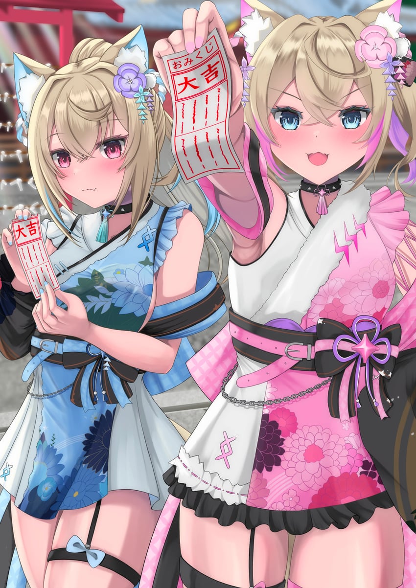 fuwawa abyssgard and mococo abyssgard (hololive and 1 more) drawn by naryuu_(like-af)