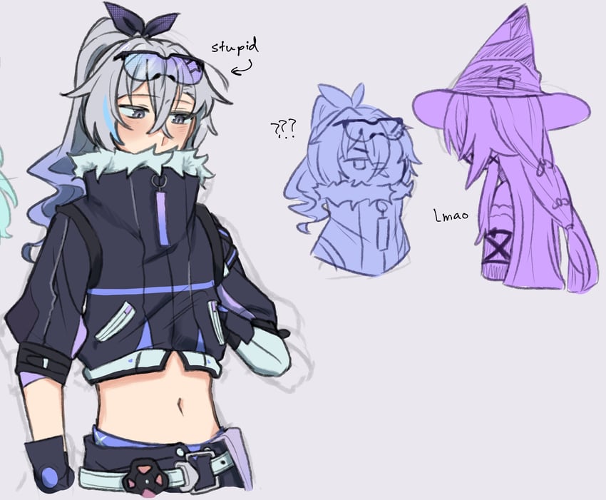 silver wolf, herta, and the herta (honkai and 1 more) drawn by akai_(atcually)