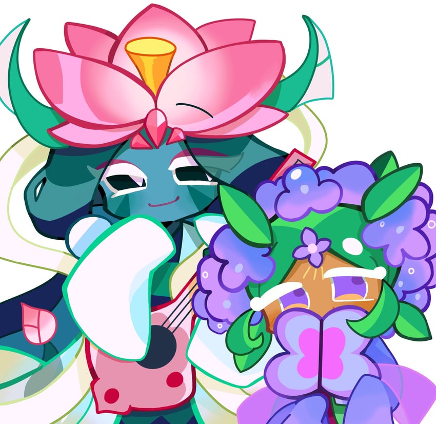 lotus dragon cookie and hydrangea cookie (cookie run and 1 more) drawn by yizhijieke_xiaogege