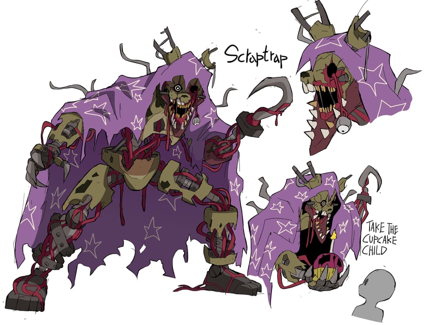 foxy, springtrap, william afton, and cupcake (five nights at freddy's and 1 more) drawn by cyberlord1109