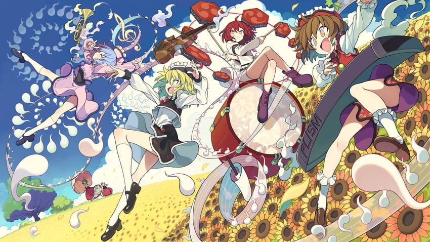 kazami yuuka, medicine melancholy, lunasa prismriver, merlin prismriver, lyrica prismriver, and 2 more (touhou) drawn by morino_hon