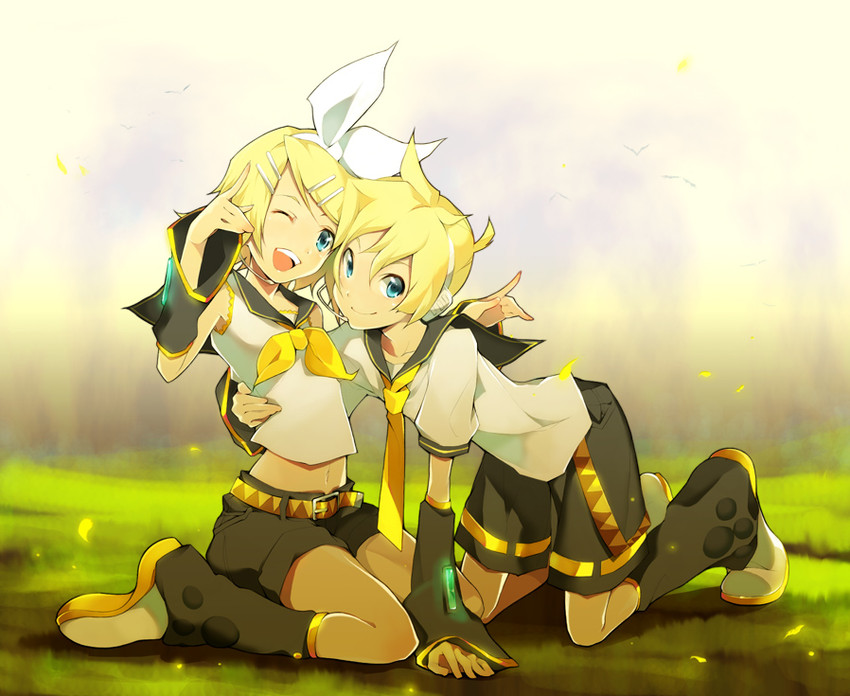 kagamine rin and kagamine len (vocaloid) drawn by tsujisaki_(coa3)