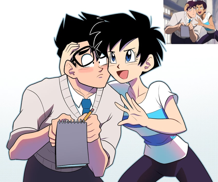 son gohan, videl, clark kent, and lois lane (dragon ball and 4 more) drawn by galaxy_cowboy