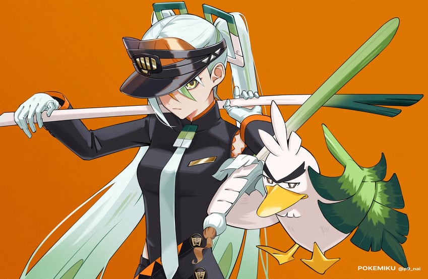 hatsune miku, sirfetch'd, and fighting miku (pokemon and 2 more) drawn by p9_nai