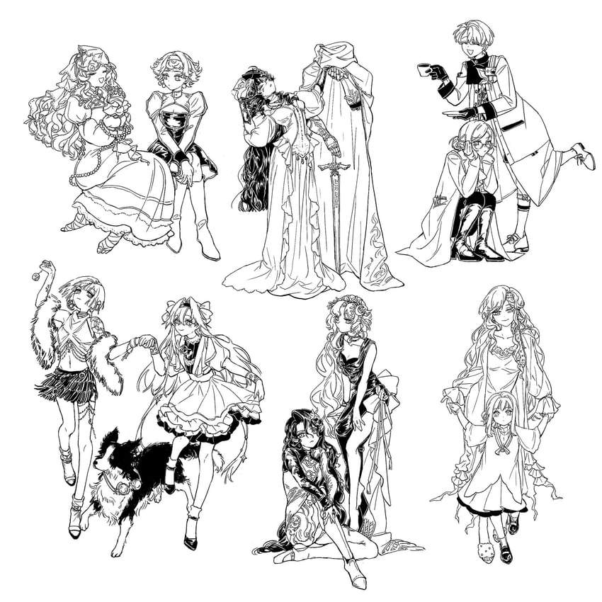vertin, isolde, voyager, druvis iii, x, and 7 more (reverse:1999) drawn by xuancheng