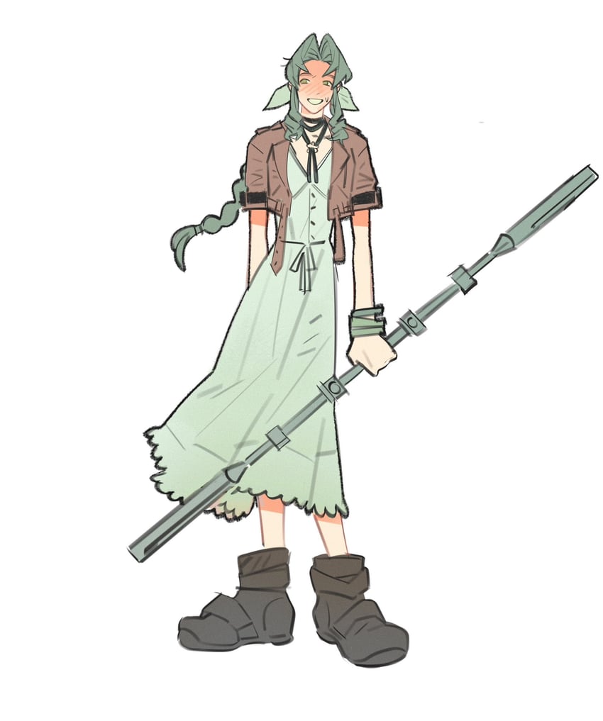 aerith gainsborough (final fantasy and 2 more) drawn by mmmckayyy
