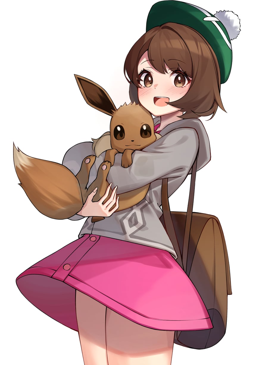 gloria and eevee (pokemon and 1 more) drawn by ziro_(zirorong)