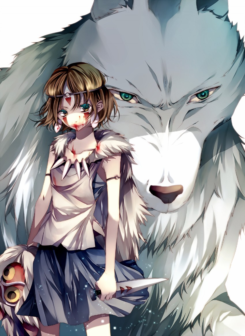 san and moro (mononoke hime) drawn by tsukioka_tsukiho