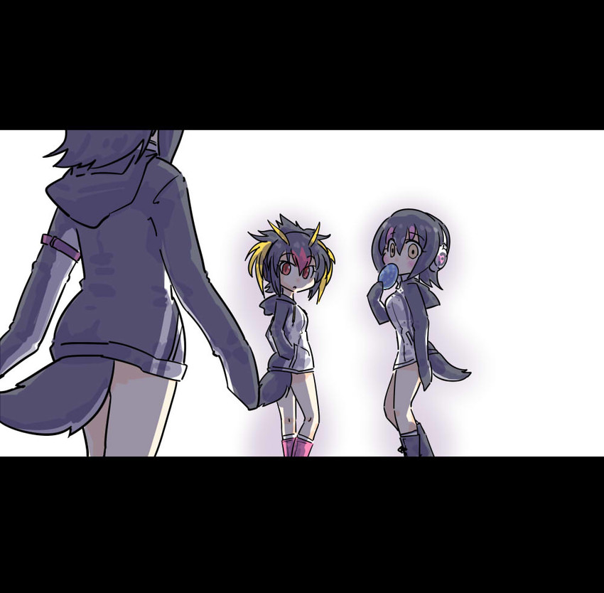 humboldt penguin, rockhopper penguin, and grape-kun (kemono friends) drawn by seki_(red_shine)