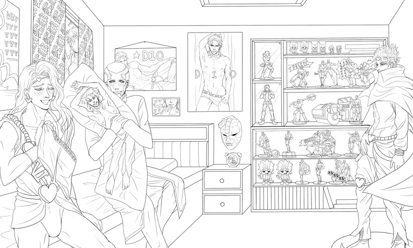 dio brando, the world, enrico pucci, and vanilla ice (jojo no kimyou na bouken and 1 more) drawn by wriny199443