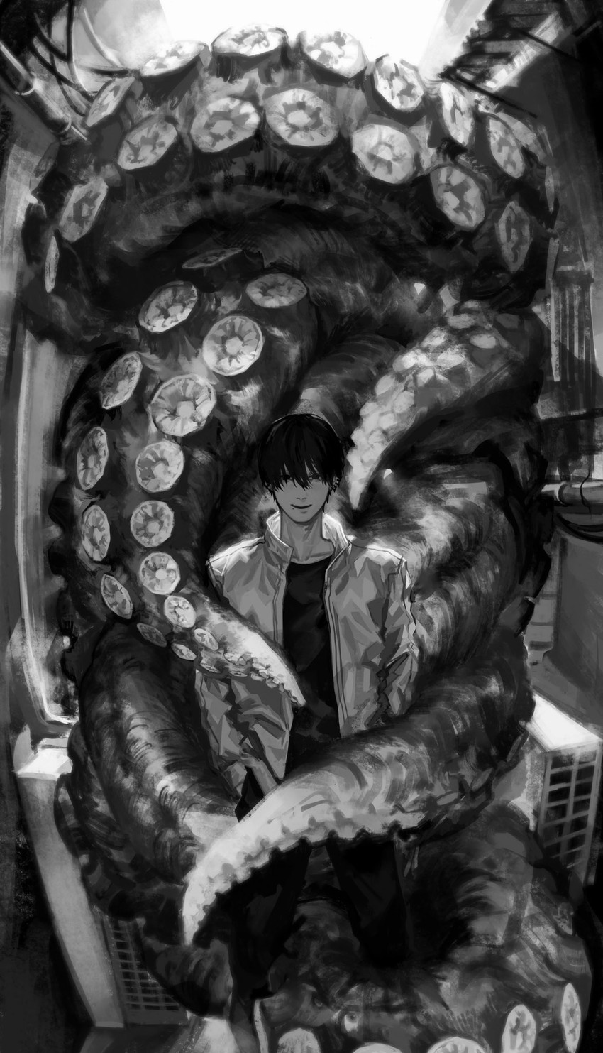 yoshida hirofumi and octopus devil (chainsaw man) drawn by seki_(fyfyfy)