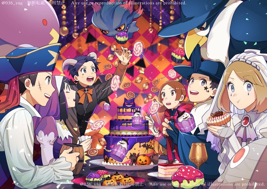 dawn, may, ethan, lyra, gengar, and 5 more (pokemon and 3 more) drawn by y_(036_yng)