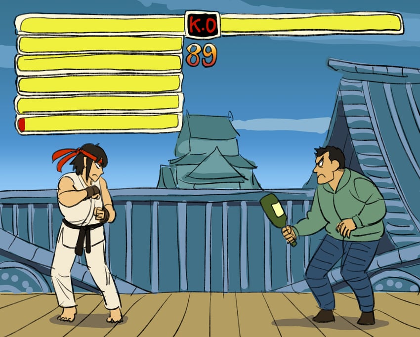 ryu and yuri briar (street fighter and 2 more) drawn by endou_tatsuya