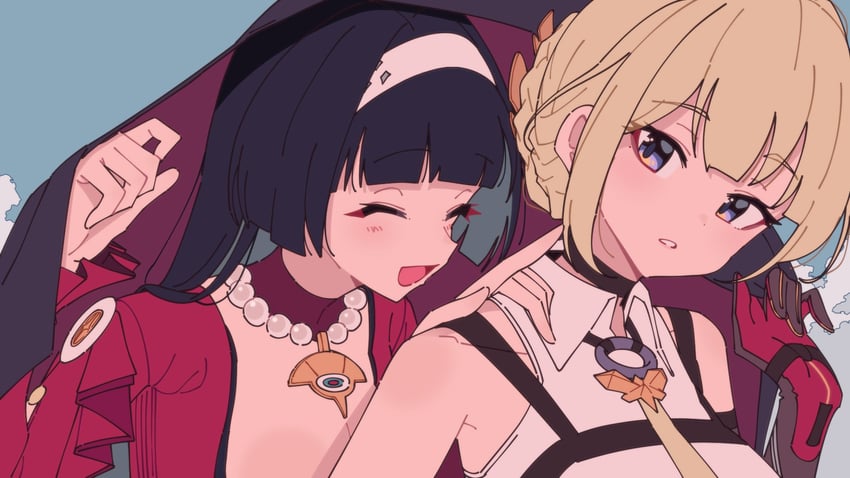evelyn chevalier and astra yao (zenless zone zero) drawn by frank_lee_(dfgh132)