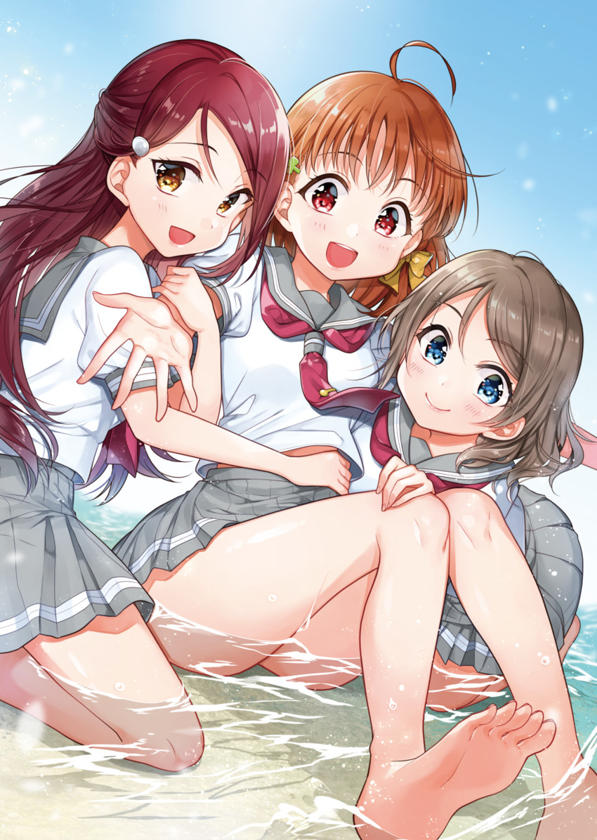 watanabe you, sakurauchi riko, and takami chika (love live! and 1 more) drawn by yukiko_(tesseract)