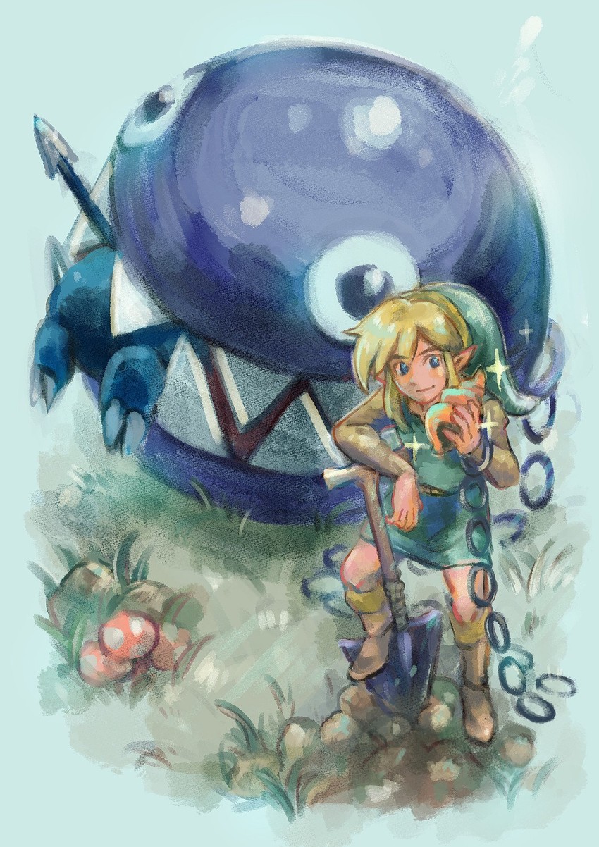 link, chain chomp, and bow wow (the legend of zelda and 1 more) drawn by fuwamoko_momen_toufu