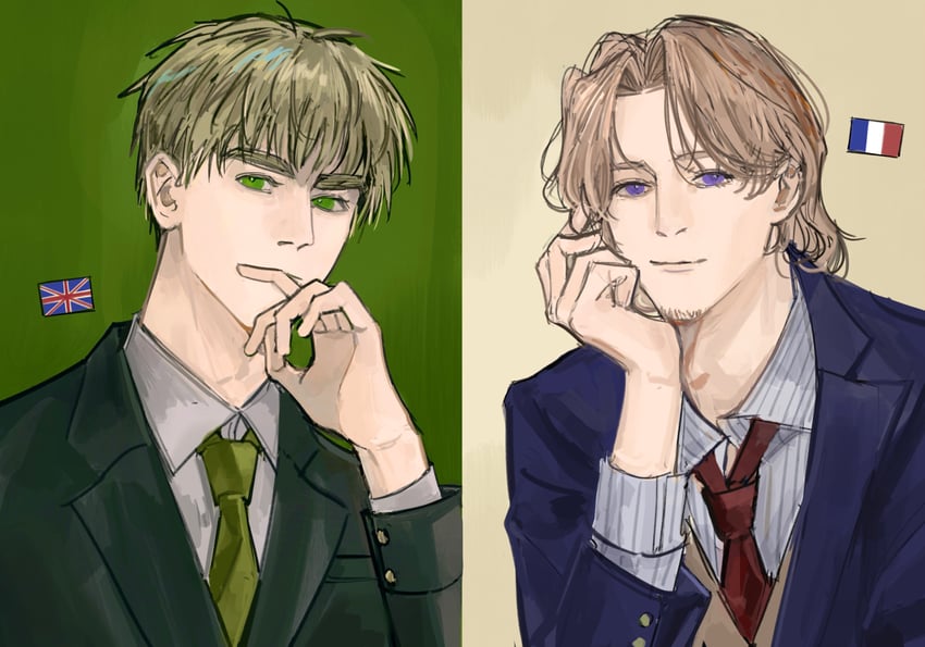 united kingdom and france (axis powers hetalia) drawn by wanlaijuji132