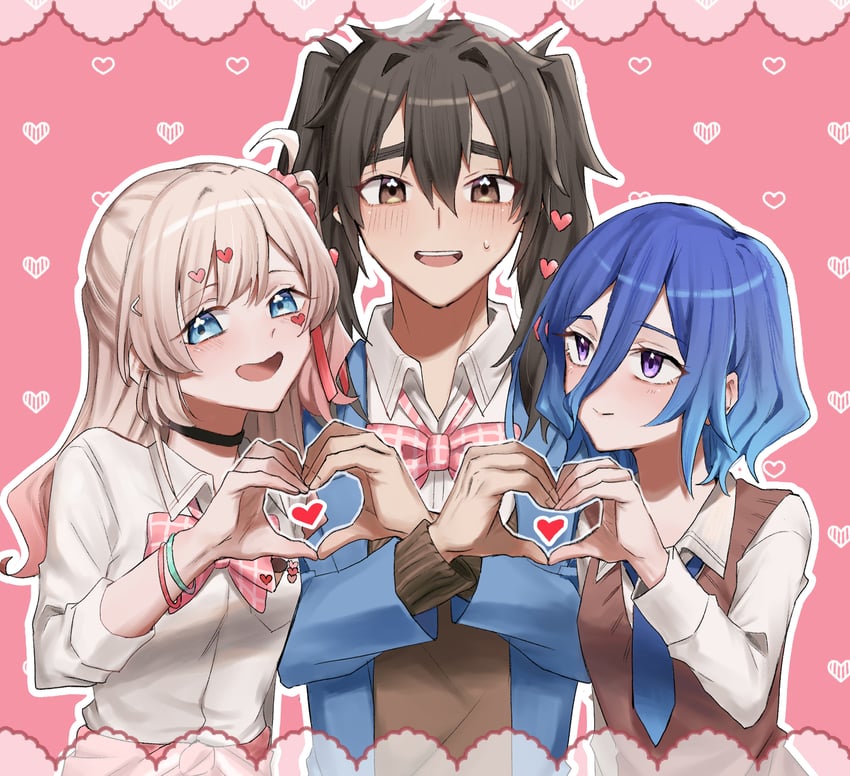 aijou rentarou, nakaji uto, and kedarui aashii (kimi no koto ga dai dai dai dai daisuki na 100-nin no kanojo) drawn by hiiro_(kiiro_ex)