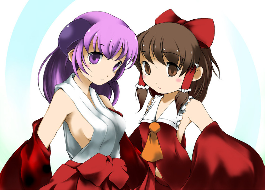 hakurei reimu and hanyuu (touhou and 1 more) drawn by suzu_(suzuko)