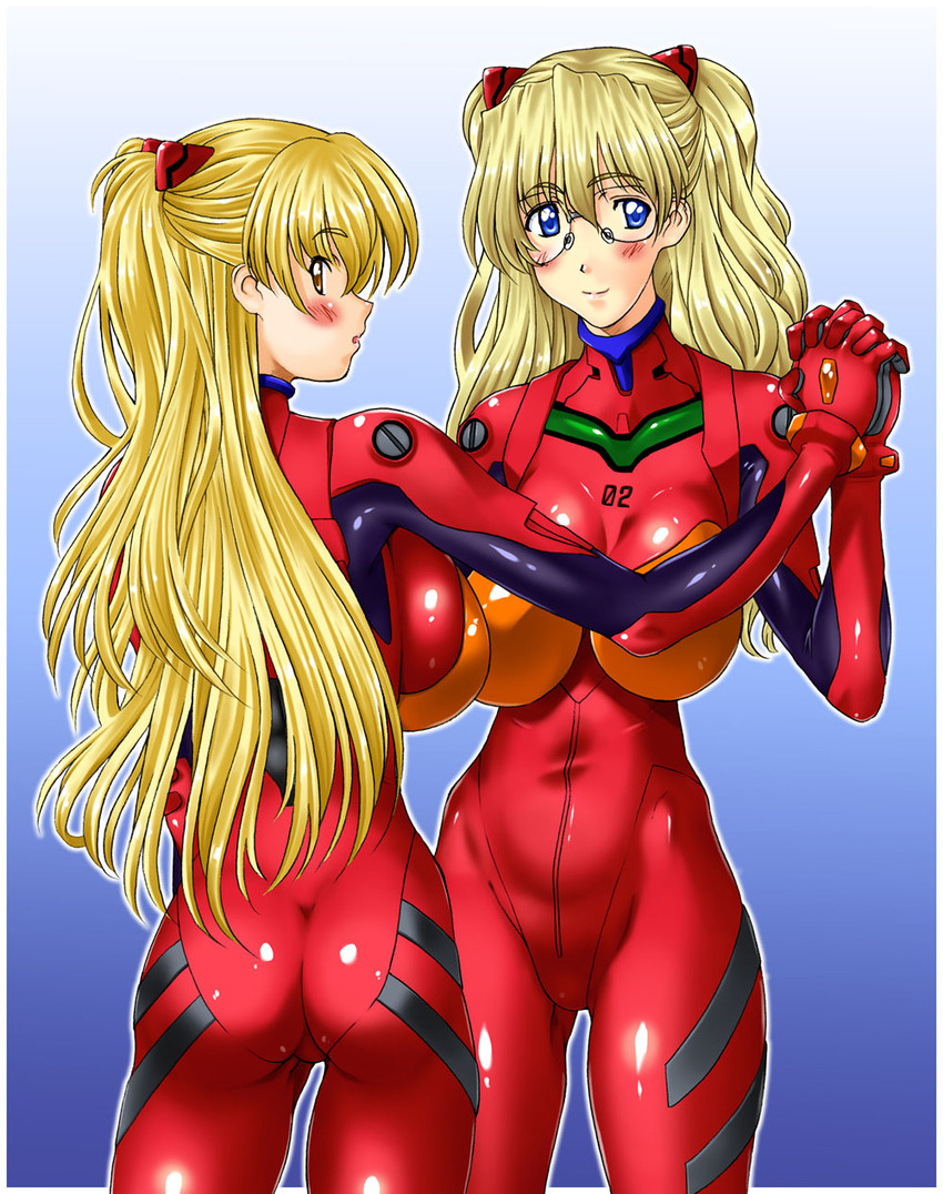 souryuu asuka langley, matsuoka kiyone, and sugino miyo (original and 1 more) drawn by kamia_(not_found)