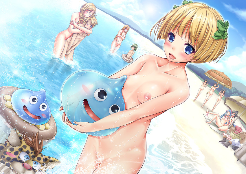 slime, bianca, hero's daughter, flora, deborah, and 6 more (dragon quest and 1 more) drawn by nagatu_usagi