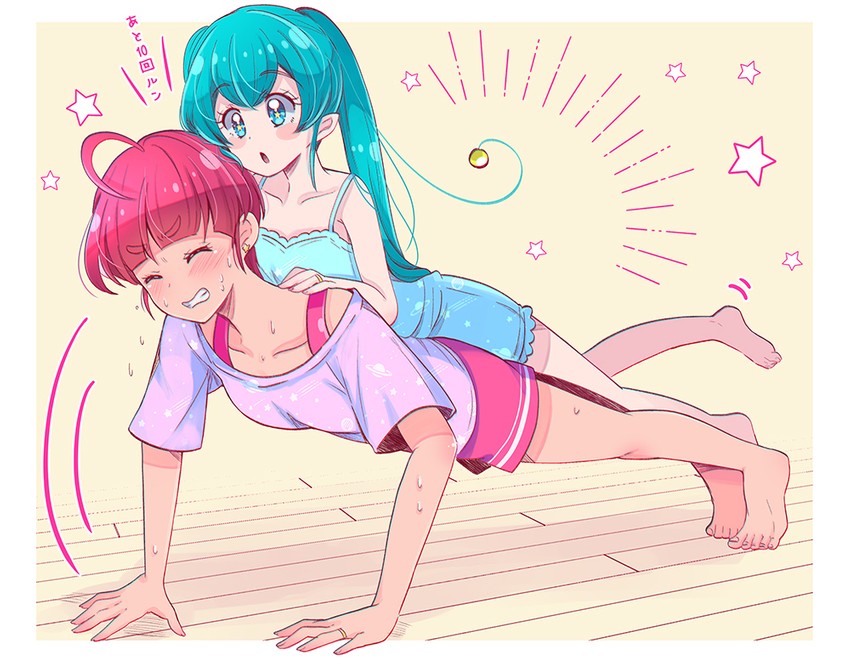 hagoromo lala and hoshina hikaru (precure and 1 more) drawn by juugoya_neko