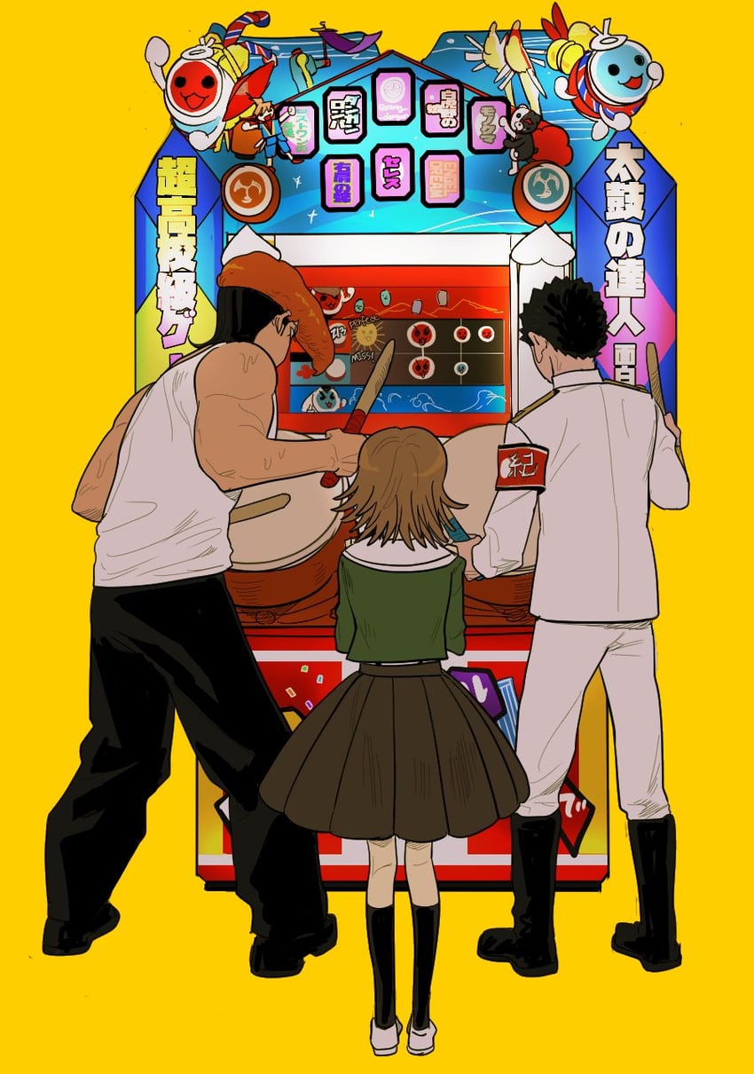 monokuma, fujisaki chihiro, ishimaru kiyotaka, wada don, and wada katsu (danganronpa and 2 more) drawn by jipil