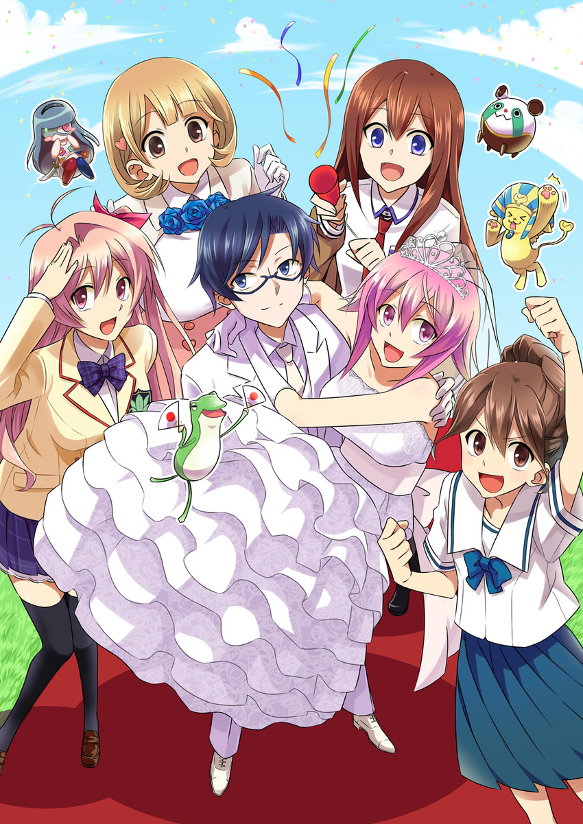 makise kurisu, narusawa ryouka, sakihata rimi, senomiya akiho, onoe serika, and 3 more (steins;gate and 5 more) drawn by motsu_(inoue_a75)