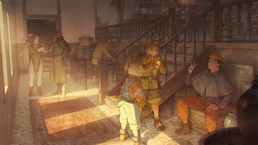 ridley wizen, fitcher, gengen, gabocha, and gordon (gensou suikoden and 1 more) drawn by zhuzi