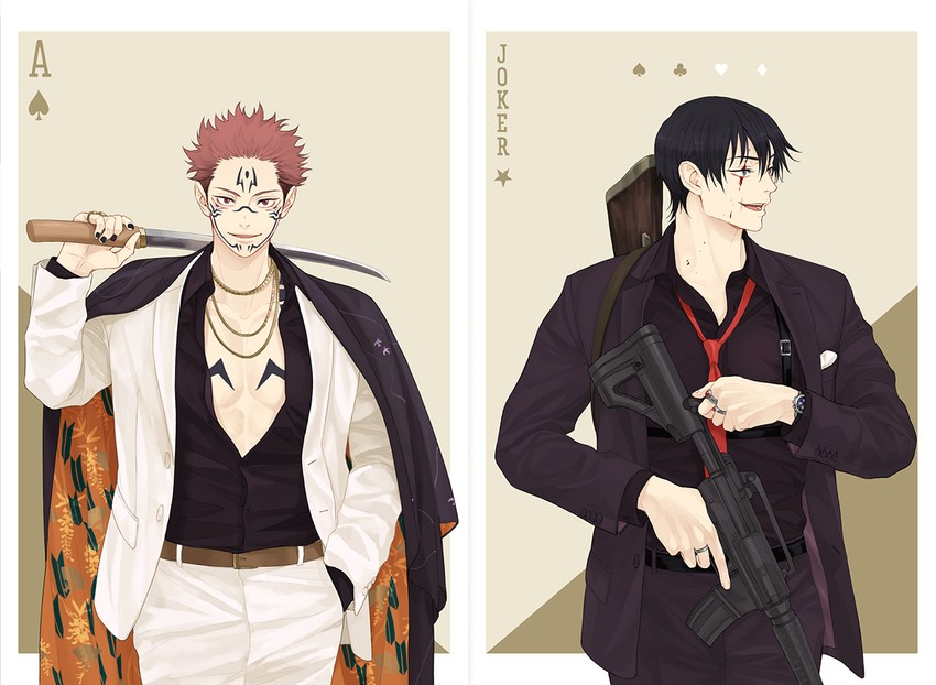 ryoumen sukuna and fushiguro touji (jujutsu kaisen) drawn by twoframe