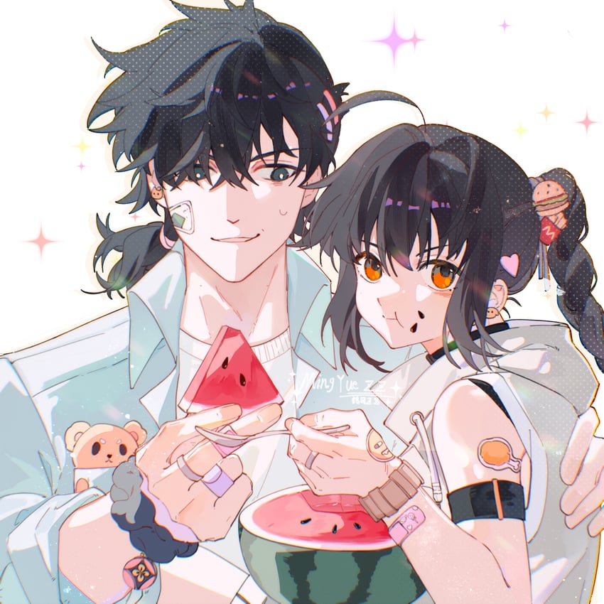 yamato takeru and miyamoto iori (fate and 2 more) drawn by ming_yue_zz