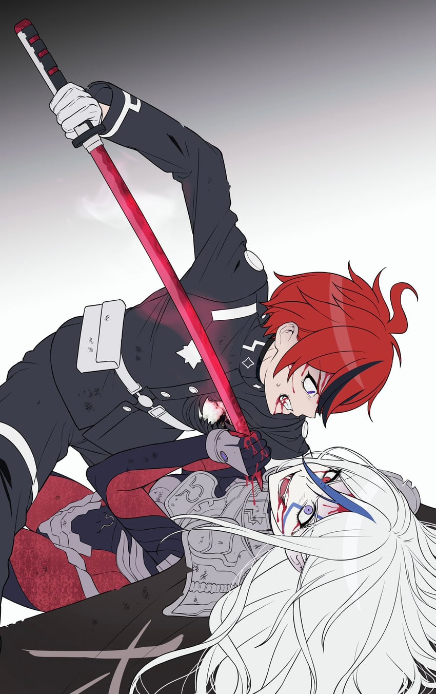 sumino takumi and v'ehxness (the hundred line -last defense academy-) drawn by 4oji344