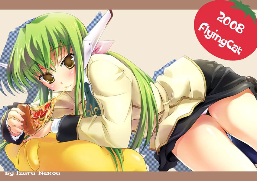 c.c. and cheese-kun (code geass and 1 more) drawn by nekou_izuru
