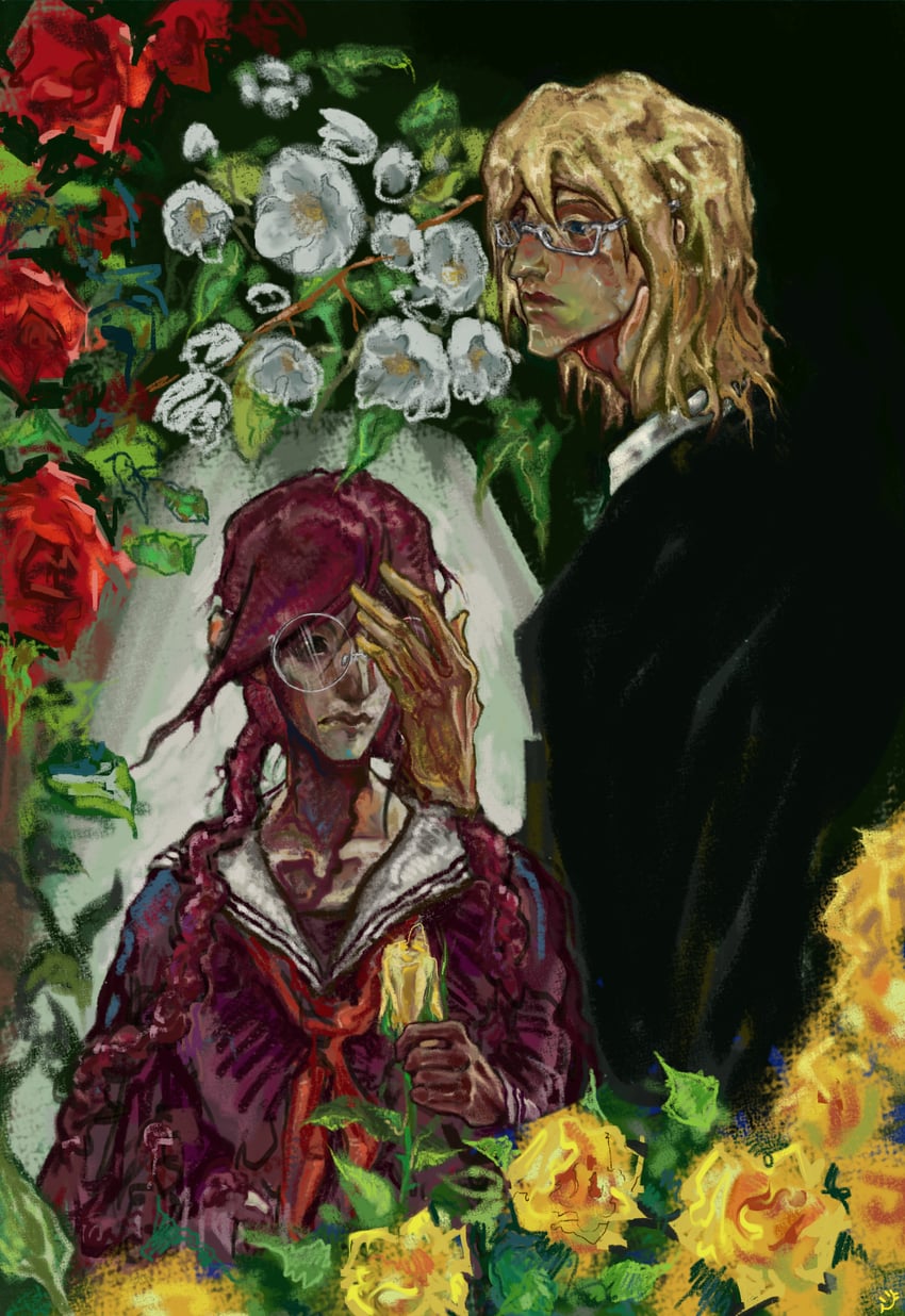 fukawa toko and togami byakuya (danganronpa and 1 more) drawn by r4pira